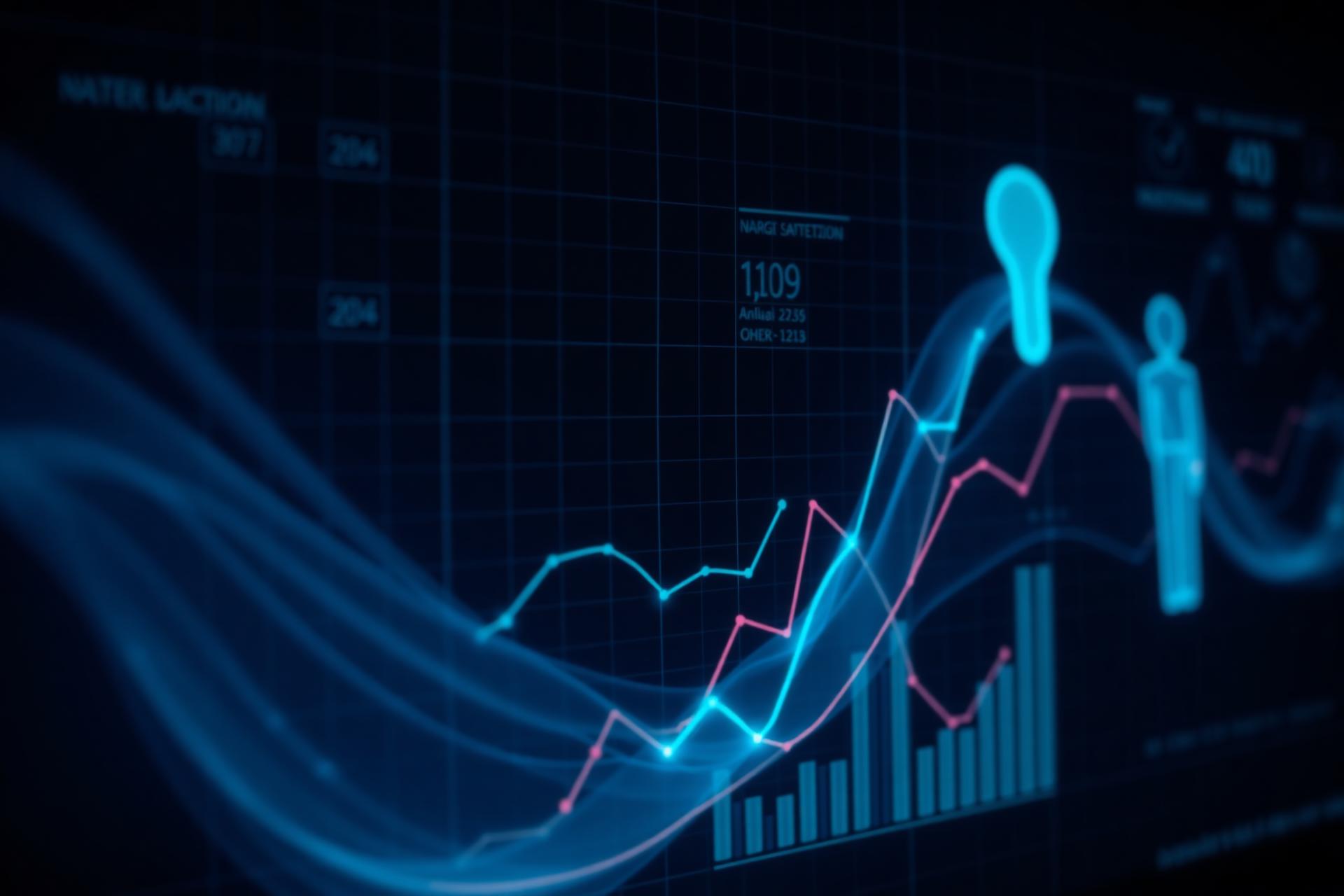 Data visualization with analytics lines, figures and numbers